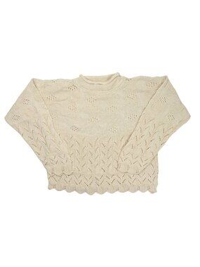 Interim Vintage 90s Rollneck Cotton Sweater in Ivory